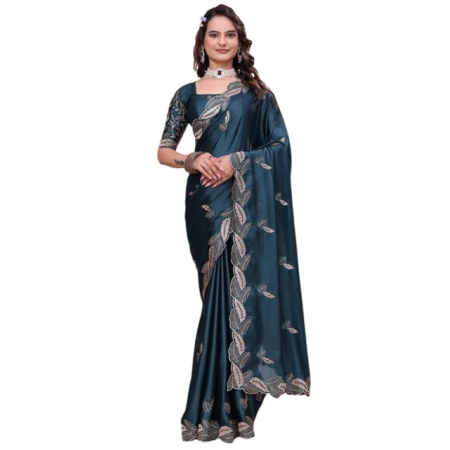 Generic Women's Georgette Embroidered Saree With Unstitched Blouse 5.5Mtr (Teal) Generic Women's Georgette Embroidered Saree With Unstitched Blouse 5.5Mtr (Teal)
