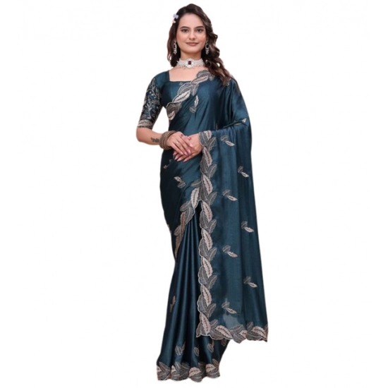 Generic Women's Georgette Embroidered Saree With Unstitched Blouse 5.5Mtr (Teal) Generic Women's Georgette Embroidered Saree With Unstitched Blouse 5.5Mtr (Teal)