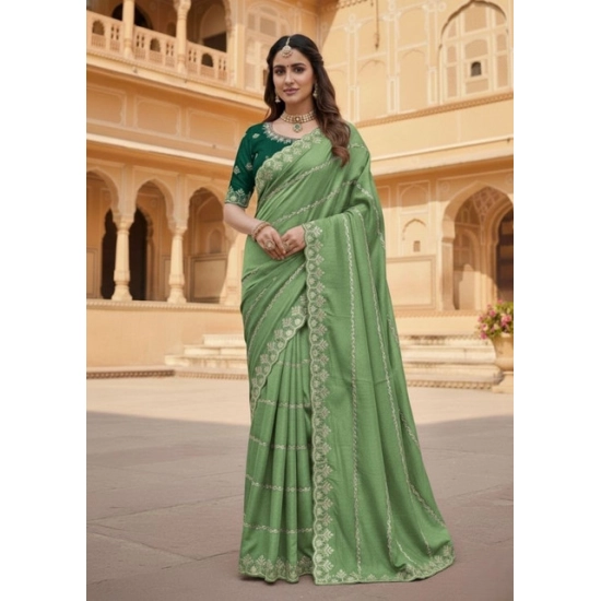 Generic Women's Georgette Embroidered Saree With Unstitched Blouse 5.5Mtr (Pista Green) Generic Women's Georgette Embroidered Saree With Unstitched Blouse 5.5Mtr (Pista Green)