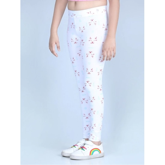 Generic Girl's Cotton Lycra Printed Elasticated Leggings (White) Generic Girl's Cotton Lycra Printed Elasticated Leggings (White)