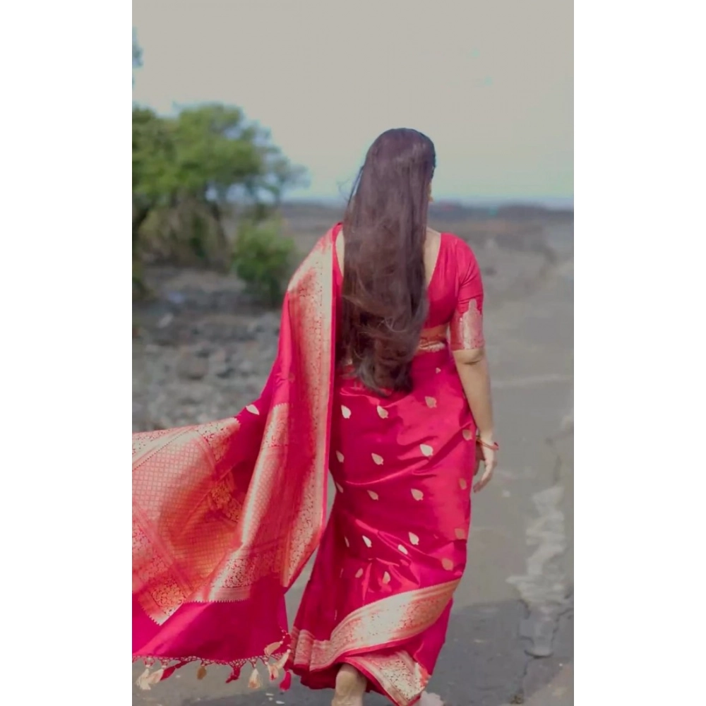 Generic Women's Soft Litchi Silk Jacquard Work Saree With Unstitched Blouse 5.5Mtr (Pink) Generic Women's Soft Litchi Silk Jacquard Work Saree With Unstitched Blouse 5.5Mtr (Pink)