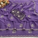 Generic Women's Star Georgette Embroidered Saree With Unstitched Blouse 5.5Mtr (Purple)
