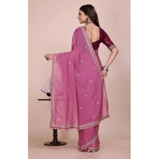 Generic Women's Georgette Embellished Saree With Unstitched Blouse 5.5Mtr (Pink) Generic Women's Georgette Embellished Saree With Unstitched Blouse 5.5Mtr (Pink)
