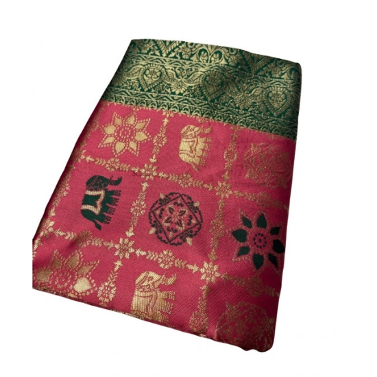Generic Women's Jacquard Printed Saree With Unstitched Blouse 5.5Mtr (Pink) Generic Women's Jacquard Printed Saree With Unstitched Blouse 5.5Mtr (Pink)