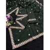 Generic Women's Georgette Embroidered Saree With Unstitched Blouse 5.5Mtr (Green)