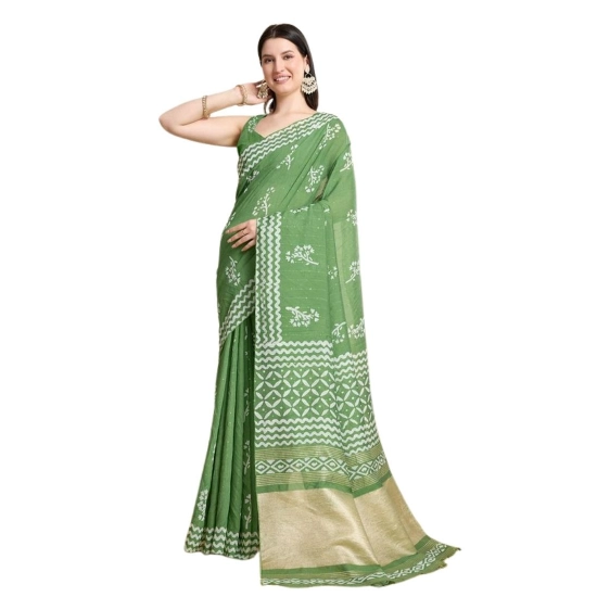 Generic Women's Semi Cotton Printed Saree With Unstitched Blouse 5.5Mtr (Mint-Green) Generic Women's Semi Cotton Printed Saree With Unstitched Blouse 5.5Mtr (Mint-Green)