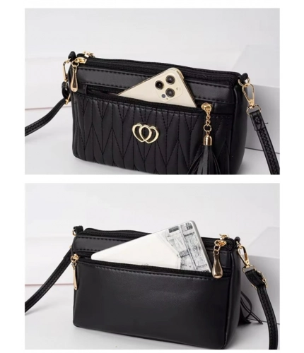Generic Women's PU Leather Zipper Sling Bag (Black)