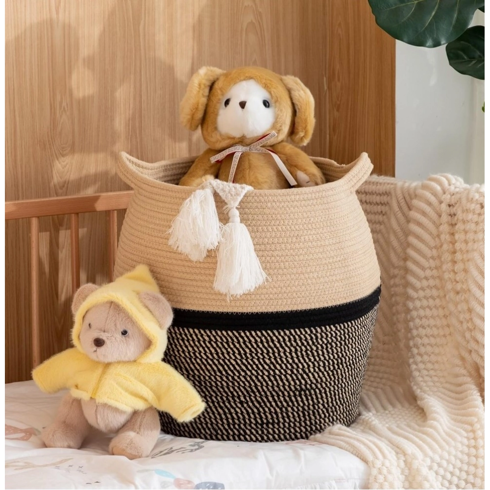 Generic Cotton Matka 14x12 Inch Storage Basket For Clothes With Out Lid (Beige-Black) Generic Cotton Matka 14x12 Inch Storage Basket For Clothes With Out Lid (Beige-Black)