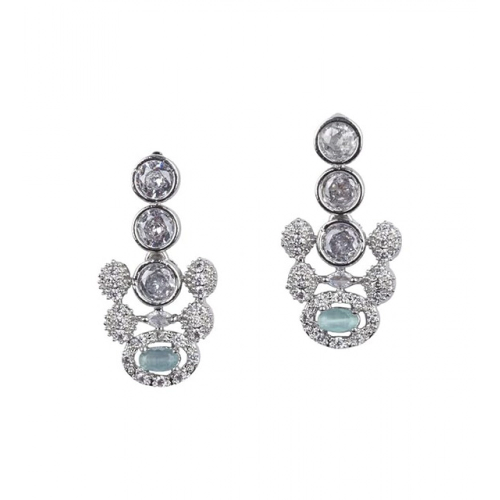 Generic Women's Brass Silver Plated Necklace set (Turquoise)