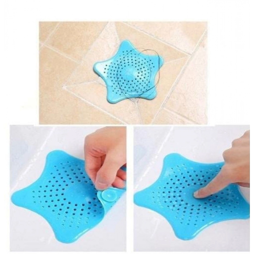 Generic Pack of 6_Star-Shaped Silicone Sink Filter – Hair Catcher And Drain Strainer (Color: Assorted )