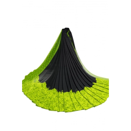 Generic Women's Georgette Printed Saree With Unstitched Blouse 5.5Mtr (Black-Lime Green)