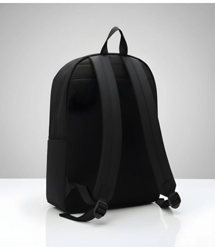 Generic Unisex PU Leather Solid Medium Zipper Backpack (Black) Generic Unisex PU Leather Solid Medium Zipper Backpack (Black)