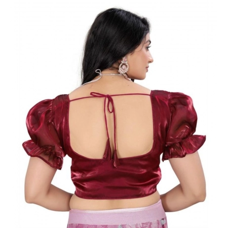 Generic Women's Jimmy Solid Designer Neck Elastic Sleeve Readymade Blouse (Maroon 38 , Alterable up to 42)-PID65831 Generic Women's Jimmy Solid Designer Neck Elastic Sleeve Readymade Blouse (Maroon 38 , Alterable up to 42)-PID65831
