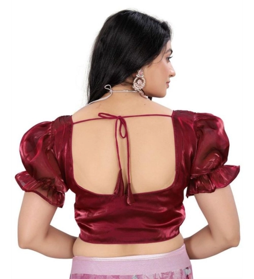 Generic Women's Jimmy Solid Designer Neck Elastic Sleeve Readymade Blouse (Maroon 38 , Alterable up to 42)-PID65831 Generic Women's Jimmy Solid Designer Neck Elastic Sleeve Readymade Blouse (Maroon 38 , Alterable up to 42)-PID65831