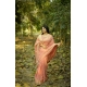 Generic Women's Silk_Blend Checked Saree With Unstitched Blouse 5.5Mtr (Peach)