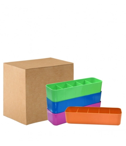Generic Pack Of 2_Socks Organizer Tray – 4-Piece Set | Quick 5-Section Storage Trays for Drawer Organizing | Sorting Tray for Socks, Accessories And Closet Storage (Color: Assorted )