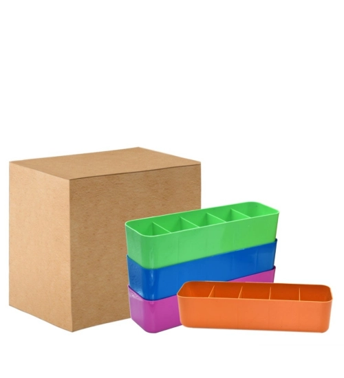 Generic Pack Of 2_Socks Organizer Tray – 4-Piece Set | Quick 5-Section Storage Trays for Drawer Organizing | Sorting Tray for Socks, Accessories And Closet Storage (Color: Assorted )