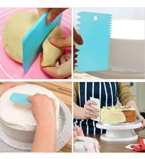 Generic Pack of 5_Plastic Dough And Cake Scraper Set – 3 Pieces (Color: Assorted)) Generic Pack of 5_Plastic Dough And Cake Scraper Set – 3 Pieces (Color: Assorted))