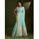 Generic Women's Tissue Checks_With_Buttis Saree With Unstitched Blouse 5.5Mtr (Aqua_Blue)