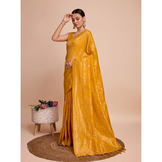 Generic Women's Soft Silk Jacquard Saree With Unstitched Blouse 5.5Mtr (Mustard)