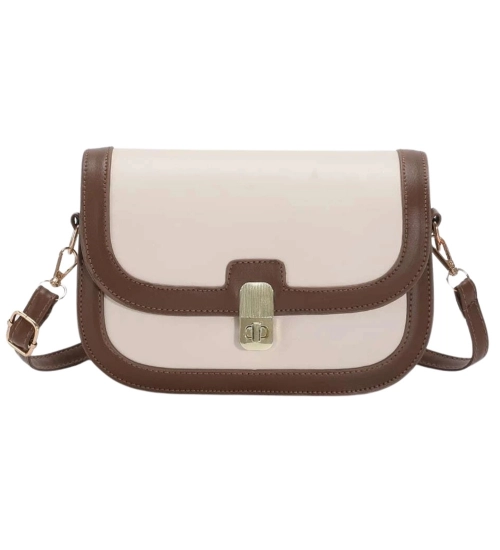 Generic Women's PU Leather Zipper Sling Bag (Beige)