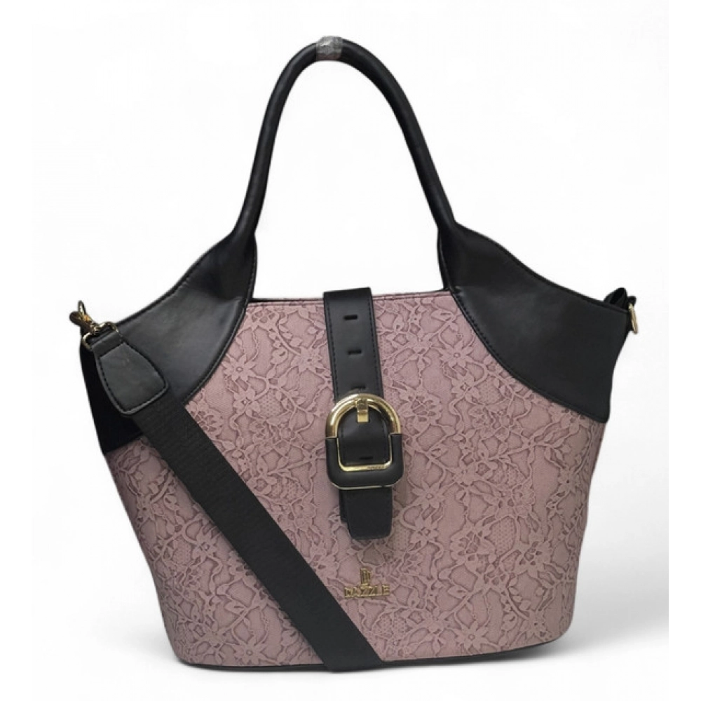 Generic Women's Polyurethane Textured Two-Tone Tote Handbag with Adjustable & Removable Strap (Purple)