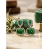 Generic Women's Brass Silver Plated Drop Earrings (Green)