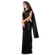 Generic Women's Satin Printed Saree With Unstitched Blouse 5.5Mtr (Black)