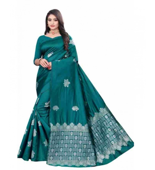 Generic Women's Soft Lichi Silk Printed Saree With Unstitched Blouse 5.5Mtr (Rama)