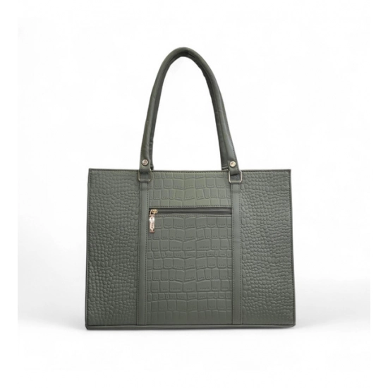 Generic Women's Polyurethane Croco Shoulder Tote Bag (Green)