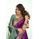 Generic Women's Silk Blend Woven Saree With Unstitched Blouse 5.5 Mtr (Purple)