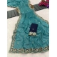 Generic Women's Star Georgette Embroidered Saree With Unstitched Blouse 5.5Mtr (Sea Green)