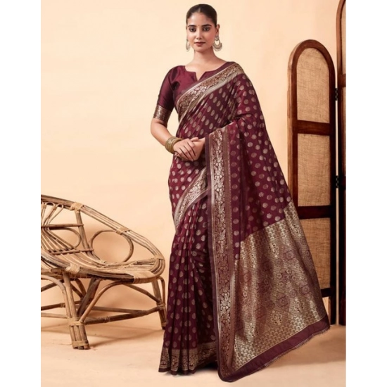 Generic Women's Jacquard Printed Saree With Unstitched Blouse 5.5Mtr (Maroon) Generic Women's Jacquard Printed Saree With Unstitched Blouse 5.5Mtr (Maroon)