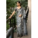 Generic Women's Polyester Printed Saree With Unstitched Blouse 5.5 Mtr (Grey)