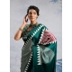 Generic Women's Satin Crepe Printed Saree With Unstitched Blouse 5.5Mtr (Green)