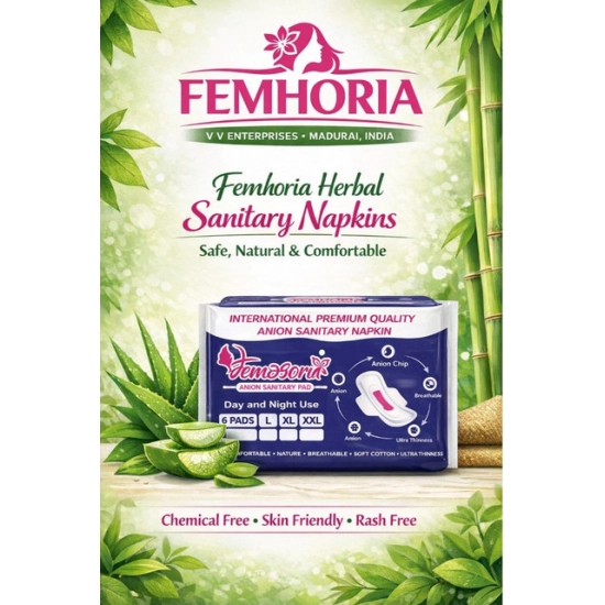 Generic Pack of_12 Pcs Cotton Green wave Anion Sanitary Pads with Wings (White)