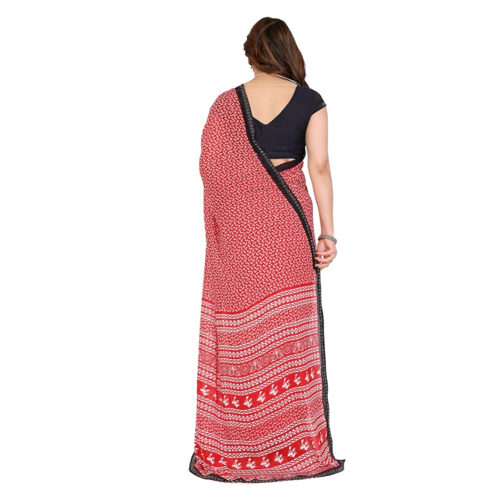 Generic Women's Georgette Printed Saree With Unstitched Blouse 5.5Mtr (Red) Generic Women's Georgette Printed Saree With Unstitched Blouse 5.5Mtr (Red)