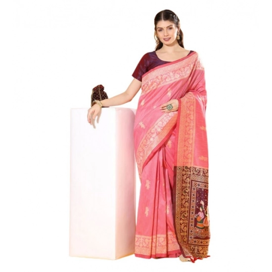 Generic Women's Raw_Silk Woven_Motif Saree With Unstitched Blouse 5.5Mtr (Pink) Generic Women's Raw_Silk Woven_Motif Saree With Unstitched Blouse 5.5Mtr (Pink)