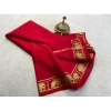 Generic Women's Crepe Chit Pallu Solid Saree With Unstitched Blouse 5.5Mtr (Red)