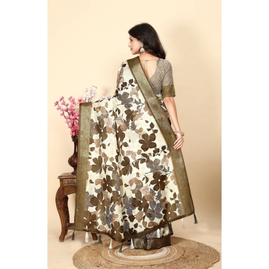 Generic Women's Cotton Silk Floral Printed Saree With Unstitched Blouse 5.5Mtr (Multicolor) Generic Women's Cotton Silk Floral Printed Saree With Unstitched Blouse 5.5Mtr (Multicolor)