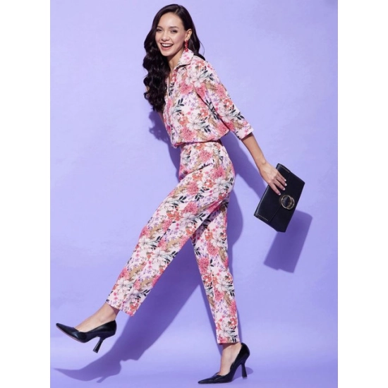 Generic Women's Polyester Floral 3-4th Sleeve Co-Ord Set (Multicolor) Generic Women's Polyester Floral 3-4th Sleeve Co-Ord Set (Multicolor)