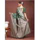 Generic Women's Banarasi Silk Printed Saree With Unstitched Blouse 5.5Mtr (Dark Green)