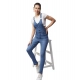 Generic Women's Denim Lycra Solid Buttoned Dungaree (Ice Blue) Generic Women's Denim Lycra Solid Buttoned Dungaree (Ice Blue)