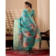 Generic Women's Faux_Silk Printed Saree With Unstitched Blouse 5.5Mtr (Aqua_Blue)
