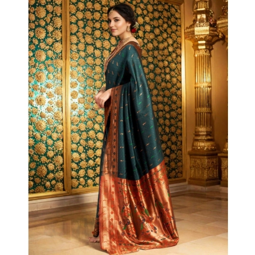 Women's Silk Blend Zari Woven Saree With Unstitched Blouse 5.5Mtr (Green) Women's Silk Blend Zari Woven Saree With Unstitched Blouse 5.5Mtr (Green)