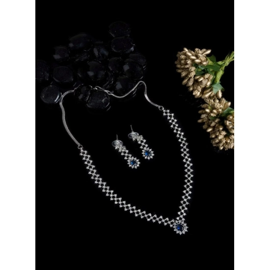 Generic Women's Brass Silver Plated Necklace set (Blue) Generic Women's Brass Silver Plated Necklace set (Blue)