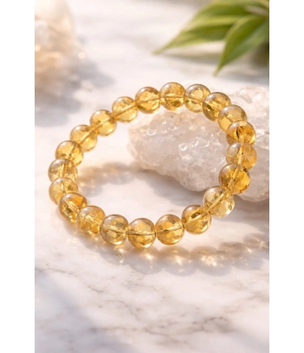 Generic Natural Crystal 8mm Citrine Bracelet (Yellow)