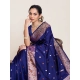 Generic Women's Jacquard Woven Saree With Unstitched Blouse 5.5Mtr (Navy)
