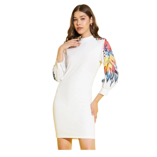 Generic Women's Polyester Lycra Printed Long Sleeve Dress (Multicolor) Generic Women's Polyester Lycra Printed Long Sleeve Dress (Multicolor)