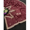 Generic Women's Georgette Embroidered Saree With Unstitched Blouse 5.5Mtr (Maroon)